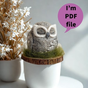 Samouczek PDF na filcową sowę, wzór na filcowanie igłowe, poradnik DIY dla początkujących