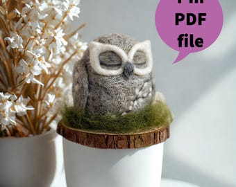 Filz Eule Anleitung PDF, Nadelfilz-Muster, Anfänger DIY Anleitung