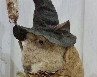 Miss Brimfield, A Primitive Folk Art Mouse Witch Pattern