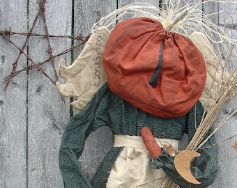 Hannah, A Primitive Folk Art Pumpkin Angel Pattern by Raven's Haven