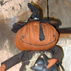 Olivia and Stinky, A  Fall Primitive Folk Art Pattern by Raven's Haven