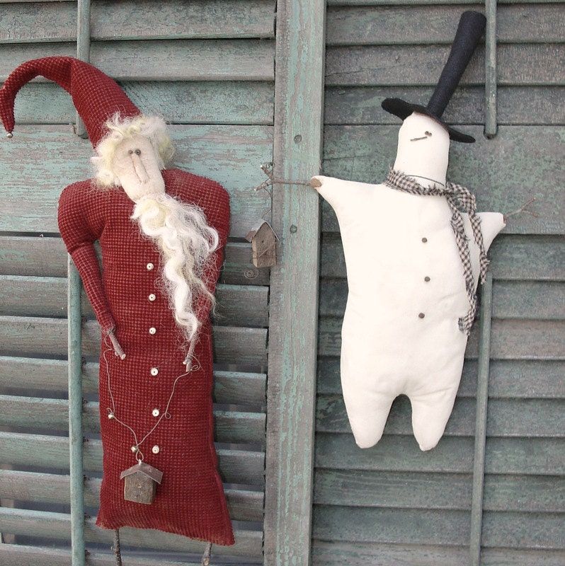 Frankie and Wendell, A Primitive, Folk Art Holiday Pattern