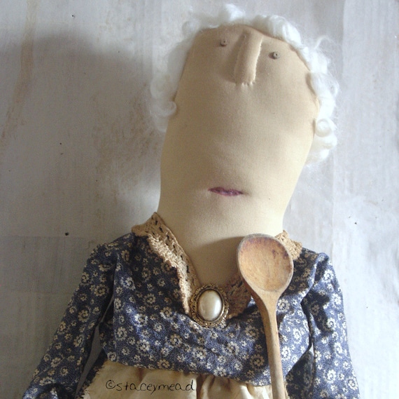 Maggie Byrne Makes Soda Bread. A Primitive, Folk Art Doll Pattern by Raven's Haven