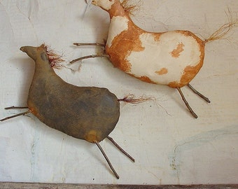 Paco and Little Cloud, A Primitive Folk Art Horse Pattern