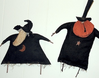 Delores and Pete, Primitive Folk Art Patterns for Halloween