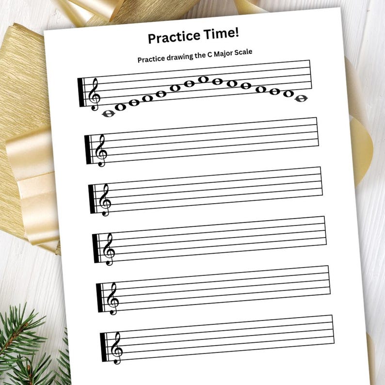 C Major Scale Practice Sheet: Music Student Worksheet (PDF) - Etsy