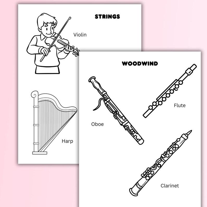 Printable Coloring Pages for Kids With Musical Instruments - Etsy