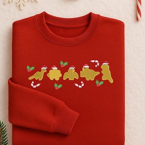 Embroidered Dino Nugget Sweatshirt, Christmas Dino Nugget Crewneck Sweater, Dino Xmas Holiday Jumper, Animal Lover Sweater, Christmas Gifts