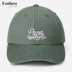 Custom Embroidered Papa Hat, New Papa Vintage Hat, Personalised Est Year Dad Hat, Baseball Cap For Father, Gifts for Him, Gift for New Papa