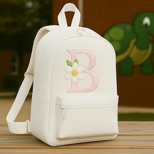 Personalised Kids Backpack, Embroidered Floral Initial School Bag, Back To School Childrens Bag, Toddlers Preschool Gifts, Nursery Backpack
