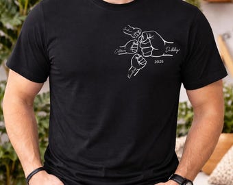 Personalised Dad First Bump T-Shirt, Custom Dad Fathers Day Shirt, Childrens Name Printed Tops, New Dad Tees, Memorial Dad Birthday Gifts