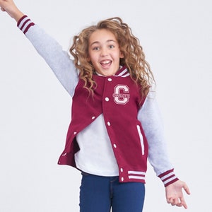 Personalized Varsity Jacket, Custom Name & Initials for Kids, Boys Girls Unisex Baseball College Jacket, Sportswear College Uniform Jacket