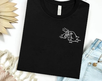 Custom Fist Bump Dad T-Shirt, Personalised Father Day Shirts, New Dad Shirt with Children Names, Dad and Kids Matching Tops, Gift for Father