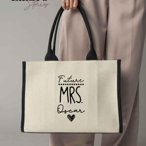 Borsa tote personalizzata "Future Mrs", borsa tote personalizzata "Miss to Mrs", borsa tote stampata "Future Bride", regali di fidanzamento, regalo di nozze per lei