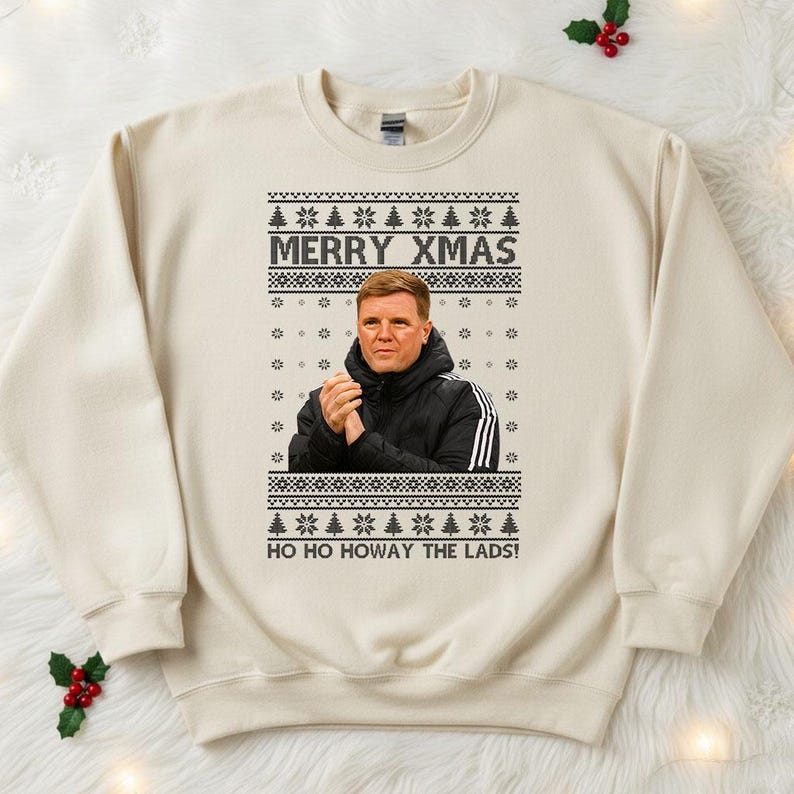 Eddie Howe Merry Christmas Sweatshirt, Howay The Lads Ugly Xmas Sweater,