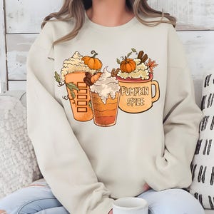 Pumpkin Spice Sweatshirt, Autumn Fall Coffee Printed Sweater, Retro Spooky Season Crewneck Jumper, Coffee Lover Fall Sweater, Gift for Her