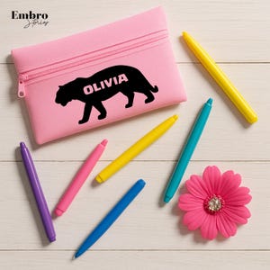 Étui à crayons personnalisé pour enfant, cadeau d'anniversaire pour garçon, pochette personnalisée avec nom imprimé, organiseur de papeterie scolaire, cadeau de rentrée des classes pour enfants