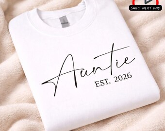 Custom Embroidered Auntie Sweatshirt, Personalised Embroidery Aunt Sweater, Pregnancy Reveal Jumper, Cute Aunt Sweater, Mothers Day Gifts
