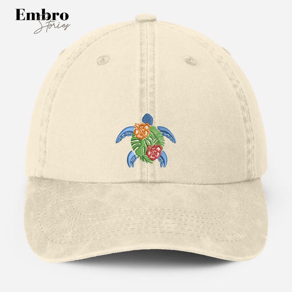 Sea Turtle Moonlight Cap – Machine-Embroidered Ocean Hat (Women’s Fit) Embroidered Sea Turtle Baseball Cap: Women main image 2