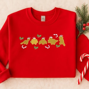 Embroidered Dino Nugget Sweatshirt, Christmas Dino Nugget Crewneck Sweater, Dino Xmas Holiday Jumper, Animal Lover Sweater, Christmas Gifts