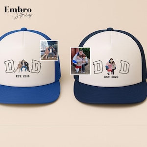 Embroidered Dad Portrait Cap, Personalised Sketch From Photo Trucker Hat, New Dad Fathers Day Gift, Custom Photo Portrait Hat, Best Dad Gift