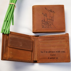 Personalisierte Vatertagsleder Geldbörse, Benutzerdefinierte Porträt vom Foto Herren Geldbörse, Bifold Groomsman Hochzeitsgeschenk, Vatertagsgeschenk für Ihn