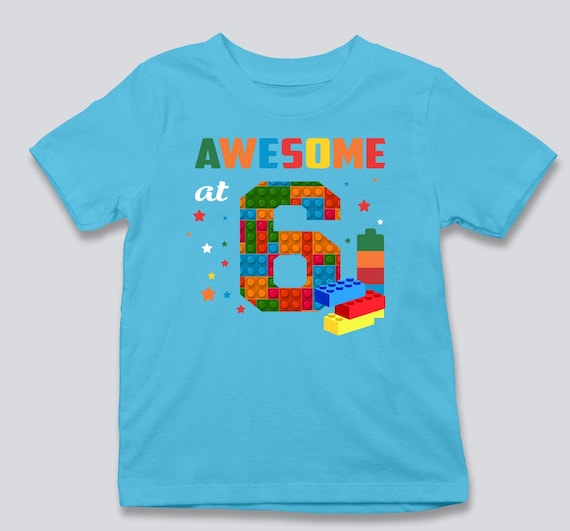 Camiseta de cumpleaños personalizada con bloques de construcción, camiseta  infantil 