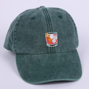 Embroidered Negroni Cocktail Hat, Vintage Dad Adjustable Strap Hat, Retro Coctail Lovers Baseball Cap, Summer Party Hat, Drink Lover Gifts