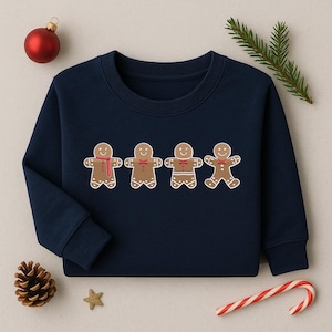 Embroidered Gingerbread Cookies Sweatshirt, Christmas Gingerbread Cookies Crewneck, Xmas Holiday Matching Jumper, Christmas Gifts for Her