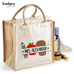 Personalised Teacher Tote Bag, Custom Cotton Canvas Shopping Bag, Teacher Life Mrs. Tote Bag, Teacher Appreciation Gift, Gift for Teachers