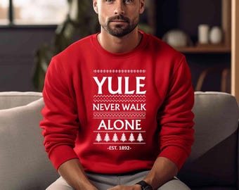 Sudadera navideña "Never Walk Alone", jersey navideño del Liverpool FC, jersey navideño del club de fútbol, regalos navideños para los aficionados del Liverpool