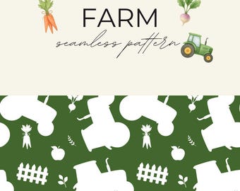 Green Tractor Farm Seamless Pattern | Rustic Kids Scrapbook (Digital Download)