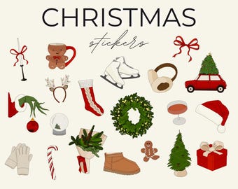 Christmas Aesthetic Stickers: Goodnotes Cliparts, Transparent PNG (Digital Download)
