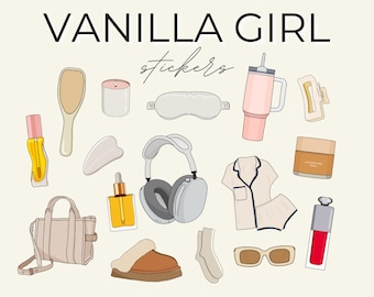 Vanilla Girl Aesthetic Stickers, Cozy Clipart (PNG Digital Download)