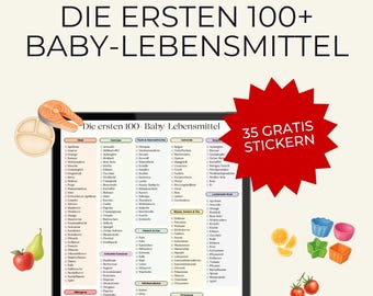 Baby Food Checklist Printable with 35 Stickers (German Language Edition)