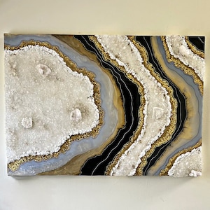 100 x 70 cm| Resin| Epoxy resin| Wall pictures| Wall decoration| Resin art| Custom Grey Black Resin Geode Wall Art| Crystal Painting| Epoxy Resin wall Art|