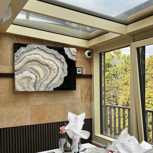 100 x 70 cm| Resin| Epoxy resin| Wall pictures| Wall decoration| Resin art| Custom Grey Black Resin Geode Wall Art| Crystal Painting| Epoxy Resin wall Art|