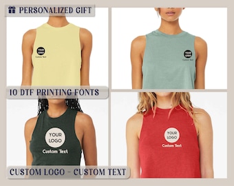 Custom Logo Racerback Crop Tank - Printed, Women's Sizes