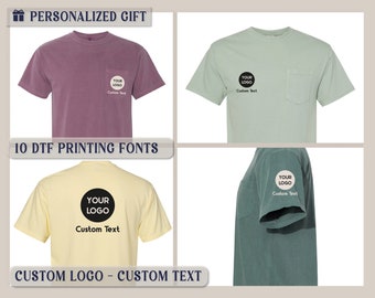 PRINTED - Custom Logo Comfort Colors Pocket T-shirts for adults - Personalized Gift