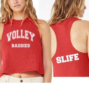 Volley baddies crop tank – Sand volleyball shirt – add custom back name - Summer volleyball team tank
