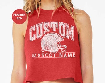 Custom Mascot Crop Tank, Team Spirit Racerback Top, Gameday Gift, KingArtDesigner