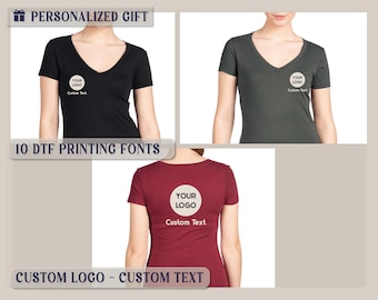 PRINTED - Custom Logo vneck T-shirts for women - Personalized Gift