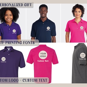 PRINTED - Custom Logo Jerzees Brand Polo Shirts for all family members - Personalized Gift