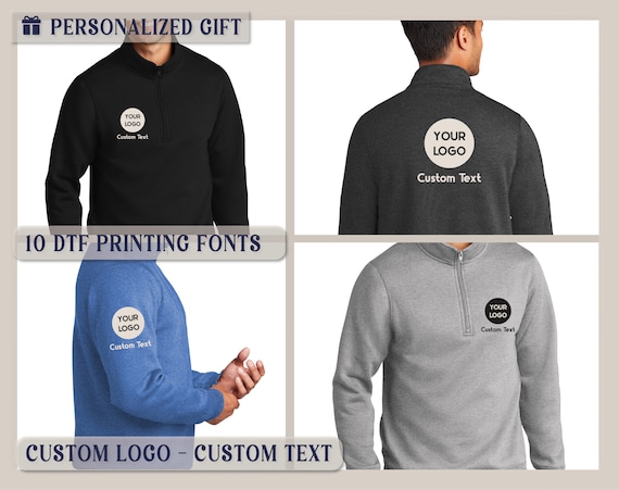 Personalized Quarter Zip Sweatshirt - Custom Logo, Unisex Style