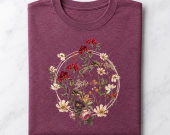 Bella Canvas Women's T-Shirt - Elegant Floral Print - Perfect for Nature Lovers