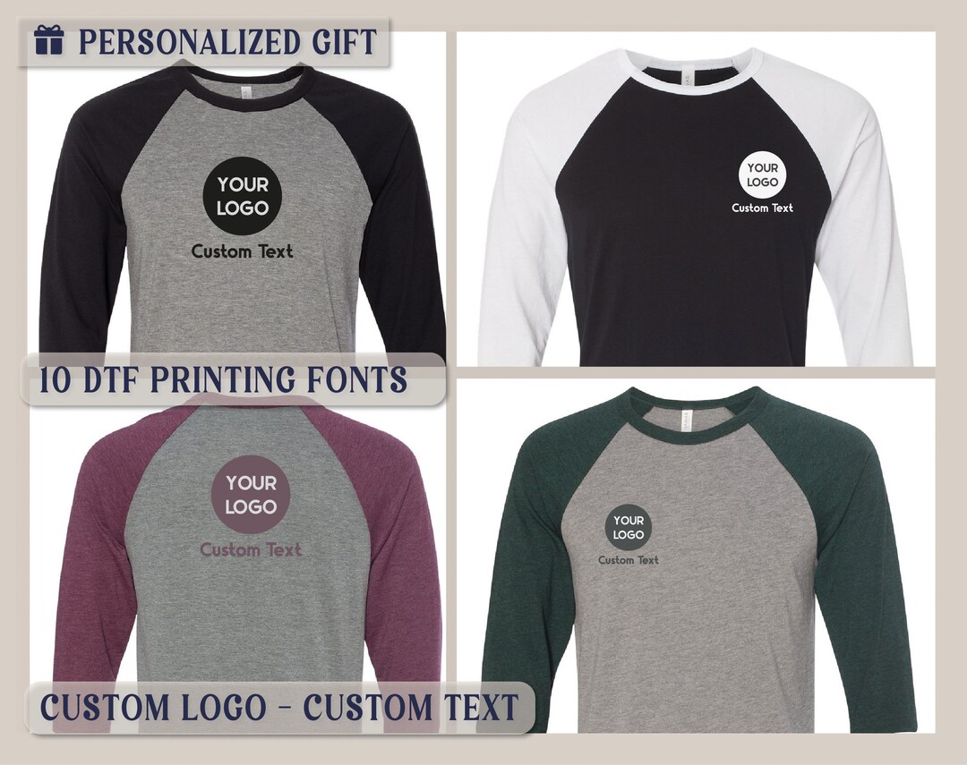 Unisex Baseball Raglan Tee, Custom Logo Printed (three-quarter Sleeve ...