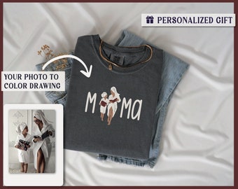 Mom and Me Portrait Shirt: Personalized Drawing - Soft Cotton Tee