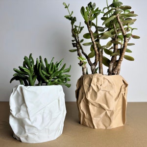 Vaso di carta stropicciata Solid Feux! Robusto vaso stampato in 3D per piante grasse, cactus o altre piante da appartamento. Decorazione per la casa eccentrica per gli amanti delle piante