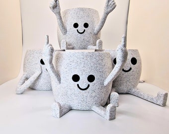 Happy Face PLA Planter, Funny Succulent Pot, Gag Gift