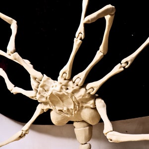 May include: A detailed, off-white plastic model of an alien creature with multiple legs and a segmented body. The model is posed with its legs extended and its body facing the camera.